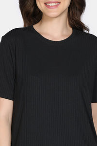 Zivame 2 Mile Fashion Knit Poly Loungewear Set - Black Beauty — thumbnail 6
